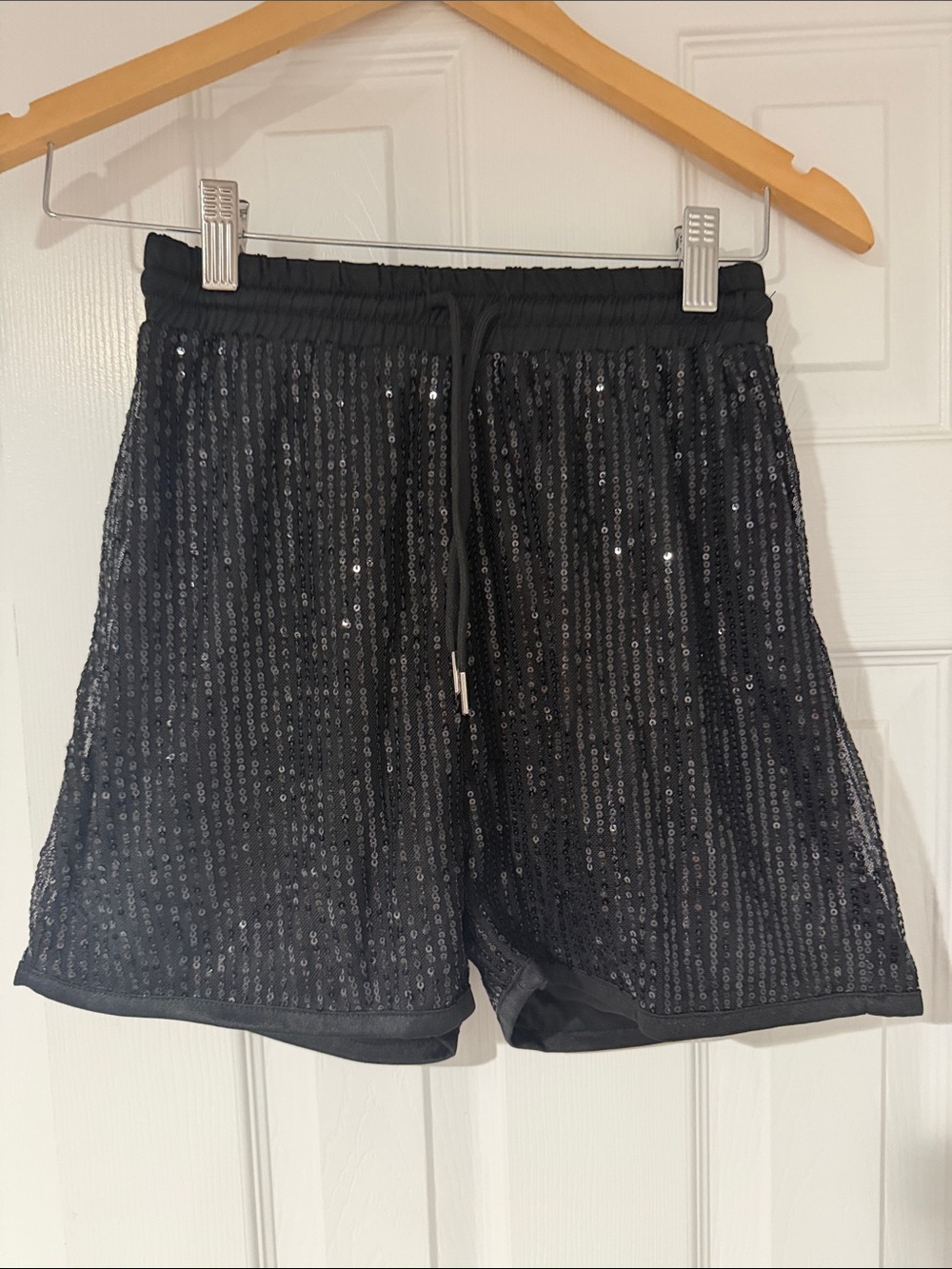 Black Sequin Women’s Pull-On Shorts